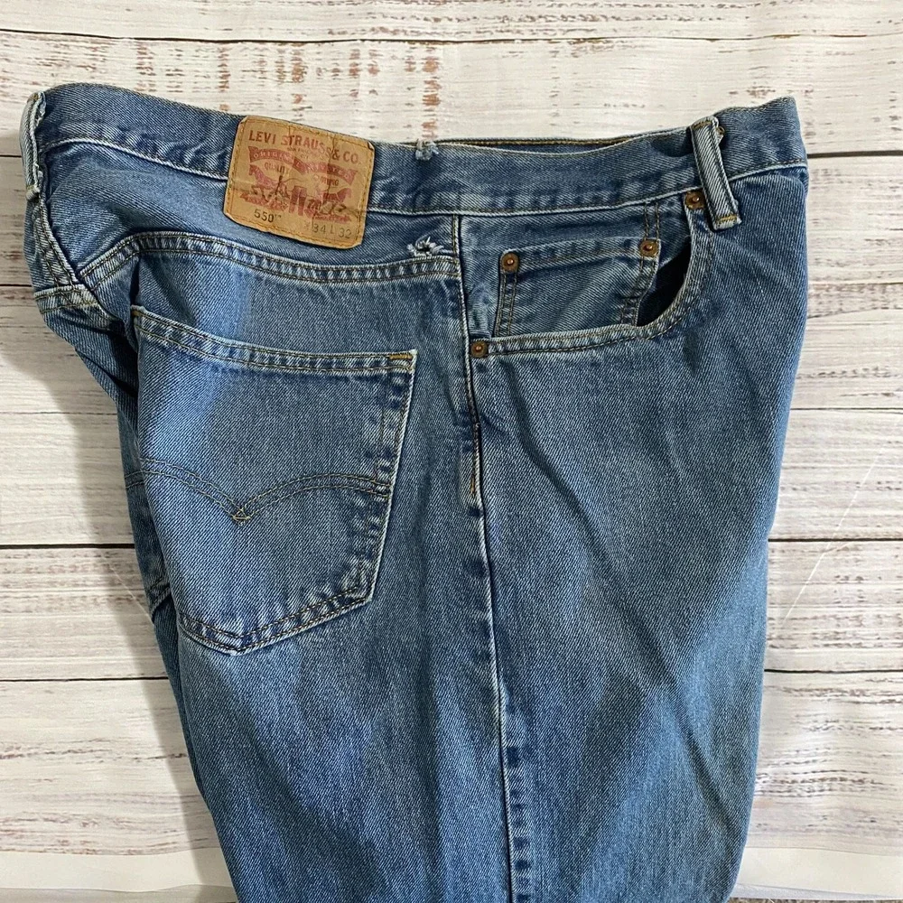 Levis‎ 550 Jeans Straight Relaxed Fit Blue Cotton Men's Size 34x32 (Fits 32x29)